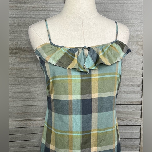 LOFT Plaid Mini Sundress 90's/Y2K Blue/Green Multi-0 - Picture 2 of 3